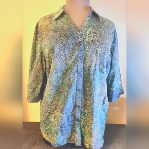 Catherines 1XWP / 18/20WP Button-down Shirt with 3/4 Sleeves